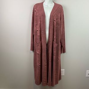 LuLaRoe Sarah Duster mauve Pink embossed XL rose